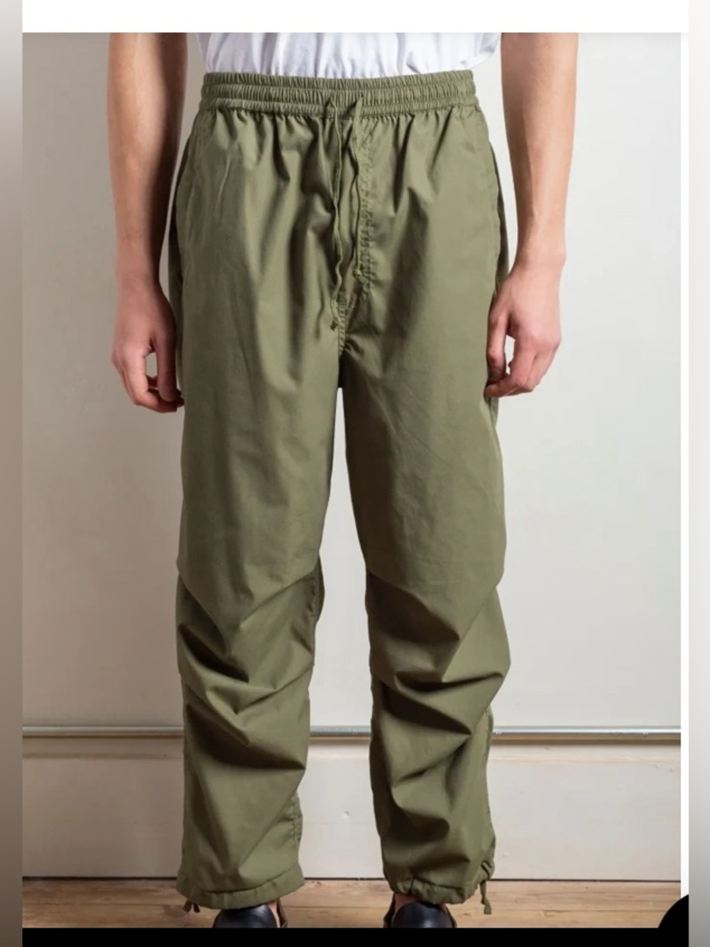 Men's Olive Green Cargo Pants with Drawstring Waist